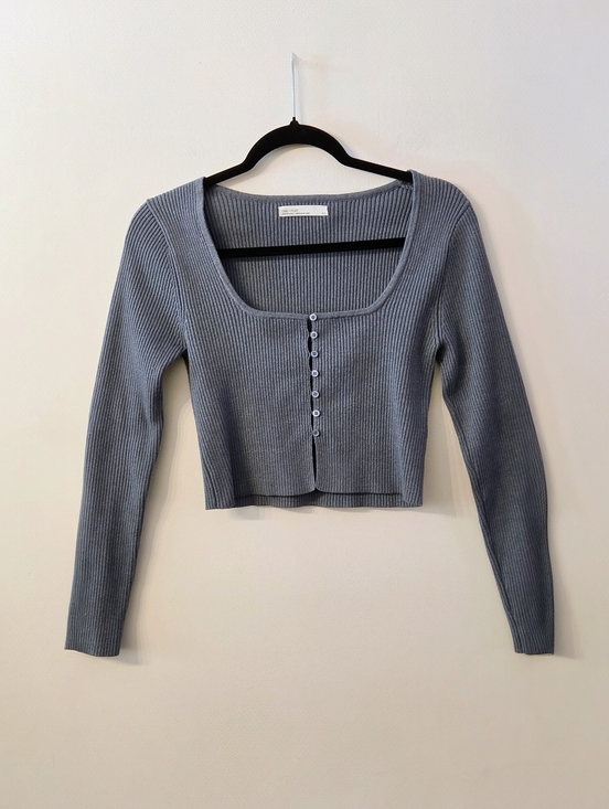 OAK + FORT Tops - Oak + Fort Ribbed Long Sleeve Crop Top